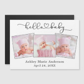 Hallo Kalligrafie Hart 3 Foto ~ Baby Magnet Kaart (Voorkant / Achterkant)
