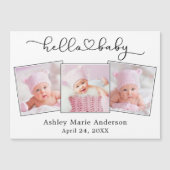 Hallo Kalligrafie Hart 3 Foto ~ Baby Magnet Kaart (Voorkant)