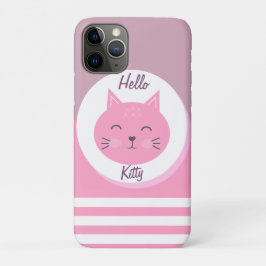Hallo Kat iPhone 11 Pro Hoesje Wit & Roze Kleur