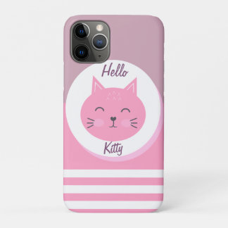 Hallo Kat iPhone 11 Pro Hoesje Wit & Roze Kleur