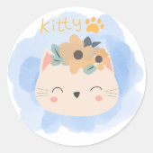 hallo Kat Ronde Sticker (Voorkant)