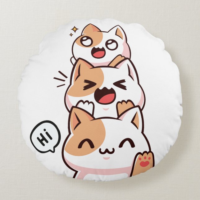 Hallo katten rond kussen (Voorkant)