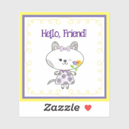 Hallo Kawaii Cat Winking Sticker
