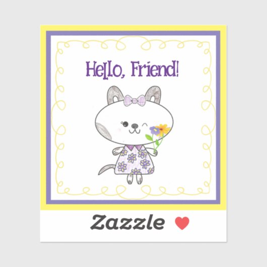 Hallo Kawaii Cat Winking Sticker (Vel)