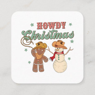 Hallo Kerst Cowboy Sneeuwman Western Grappig Vierkante Visitekaartje