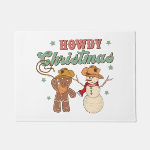 Hallo Kerst Cowboy Sneeuwman Westers Grappig Deurmat