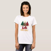 Hallo Kerst Plaid Leopard Trees Custom Name T-shirt (Voorkant volledig)