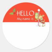 Hallo Kerst Vakantie Naam Ronde Sticker (Voorkant)