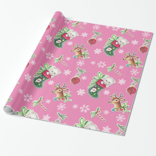 hallo Keukenkerstpapier in roze Cadeaupapier