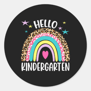 hallo Kindergarten Regenboog terug naar school ler Ronde Sticker
