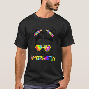 Hallo Kindergarten rommelige knot terug naar schoo T-shirt