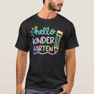 hallo Kindergarten Tie Dye Lachers Kinder terug na T-shirt