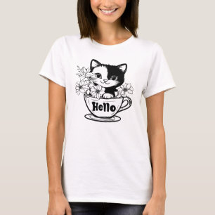 Hallo Kittens Cup Flower T-shirt