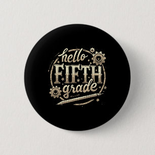 Hallo kleding voor terug naar school voor 5e klas ronde button 5,7 cm