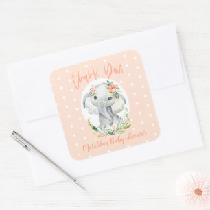 Hallo Kleine één dank u olifant baby shower Vierkante Sticker