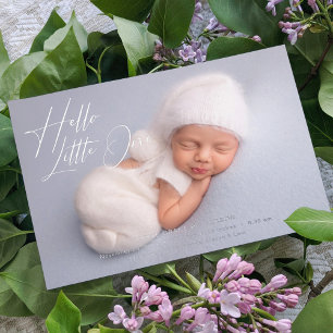 hallo kleine elegant Script Photo Birth Folie Feestdagenkaart