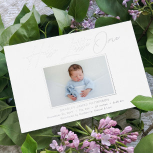 hallo kleine elegant Script Photo Birth Folie Feestdagenkaart