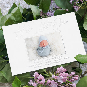 hallo kleine elegant Script Photo Birth Folie Feestdagenkaart
