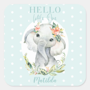 Hallo Kleine olifant baby shower Vierkante Sticker