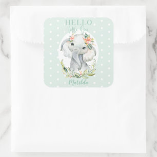 Hallo Kleine olifant baby shower Vierkante Sticker