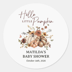 Hallo Kleine Pompoen Herfst Baby Shower Ronde Sticker