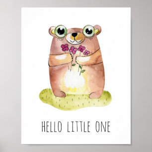 Hallo kleintje. Leuke beerprint. Baby dier Poster