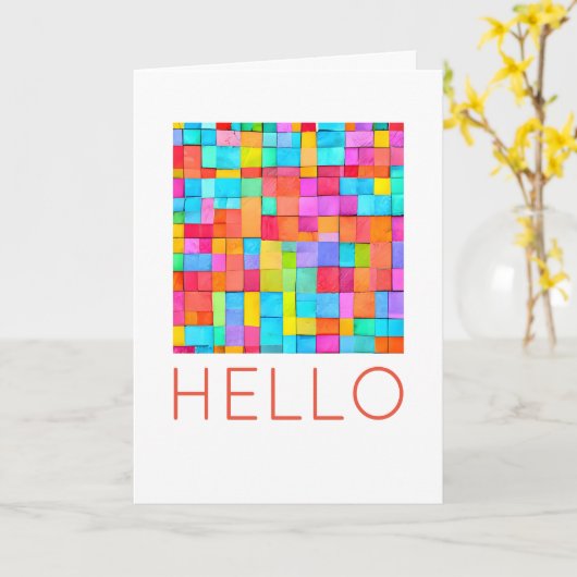 HALLO Kleurrijke Abstracte Moderne Kunst Leuk Kaart (Gele Bloem)