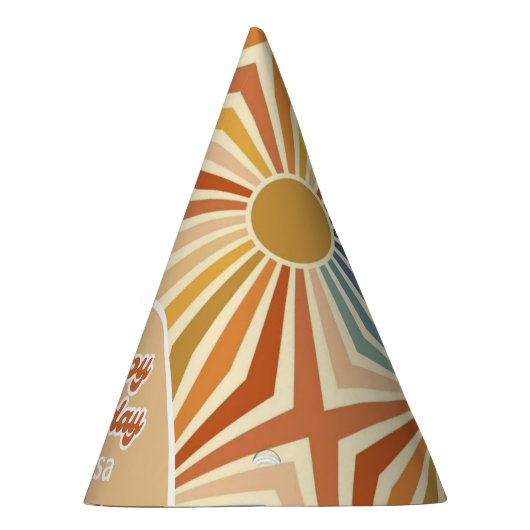 Hallo Kleurrijke Retro Sun Groovy Wave Feesthoedjes (Rechts)