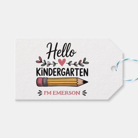 Hallo Kleuterschool gepersonaliseerd terug naar sc Cadeaulabel (Voorkant (Horizontaal))