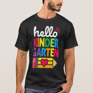 Hallo kleuterschool potlood leraar en leerling ter t-shirt