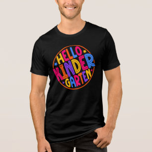 Hallo Kleuterschool Ronde Badge Terug naar School Tri-Blend Shirt