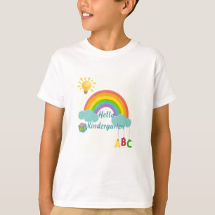 Hallo Kleuterschool Schattigee Regenboog Terug naa T-shirt