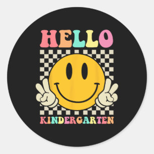 Hallo Kleuterschool Terug naar School Groovy Teach Ronde Sticker
