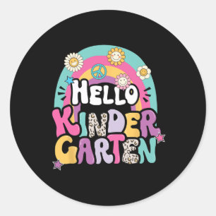 Hallo Kleuterschool Terug naar School Leraar Jonge Ronde Sticker