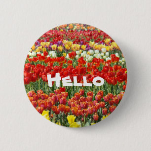 Hallo knoppen Tulp Bloemen kantoor bedrijf knop Ronde Button 5,7 Cm