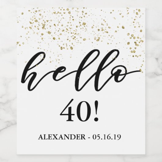 Hallo "Leeftijdsnummer" Aangepaste Verjaardag Wijn Wijn Etiket (Enkel label)