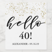 Hallo "Leeftijdsnummer" Douane verjaardag wijn bie Wijn Etiket (Enkel label)