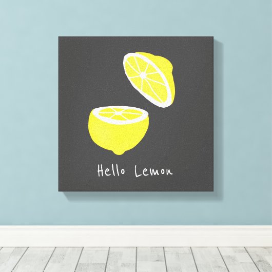 hallo Lemon modern geel fruit Canvas Afdruk (Insitu (Houten vloer))
