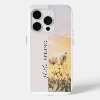Hallo Lente, Boho Wildflower Zonsondergang iPhone 15 Pro Hoesje