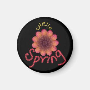 Hallo Lente - Getextureerde Roze & Oranje Bloem Ku Magneet