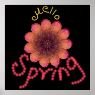 Hallo Lente - Getextureerde Roze & Oranje Bloem Ku Poster