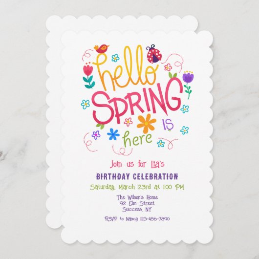 Hallo Lente is Gearriveerd Uitnodiging (Voorkant / Achterkant)