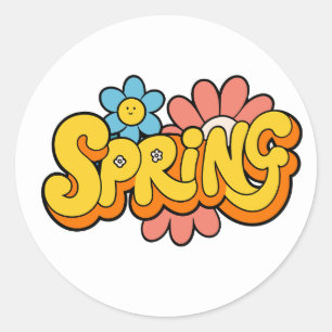 Hallo Lente met Verse Bloemige Klassieke Ronde Sticker