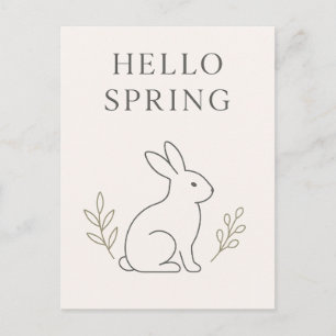 Hallo Lente Minimaal Konijn Lijnkunst Briefkaart