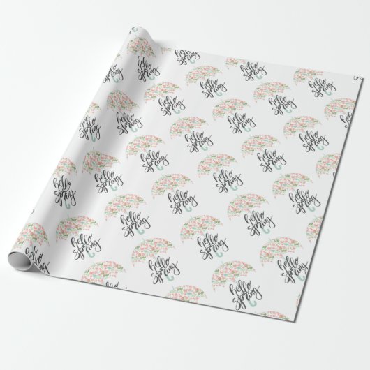 Hallo Lente Paraplu Cadeaupapier (Uitgerold)