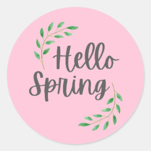 Hallo Lente Roze Pastel Lente Ronde Sticker