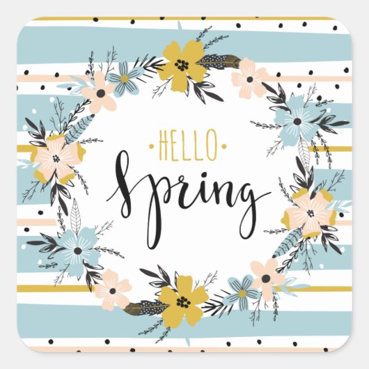 hallo Lente. Spring Flowers Easter Gift Stickers (Voorkant)