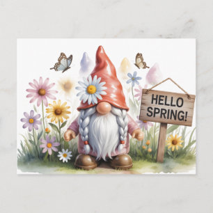 Hallo Lente Tuinkabouter: Schattige Kabouter met V Briefkaart
