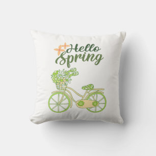 Hallo Lente Vintage Fiets Illustratie  Kussen