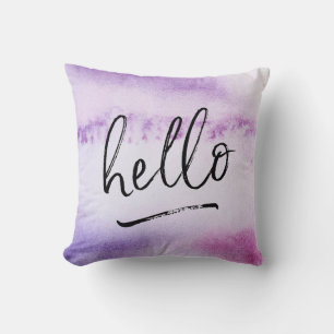 hallo ₩-Lettered Violet aquarel kussen